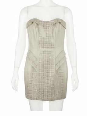 ABS Allen Schwartz Metallic Gold Strapless Cocktail‎ Dress like NEW